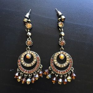 Gold Stud to Dangle Earrings with Crystals. NWOT.